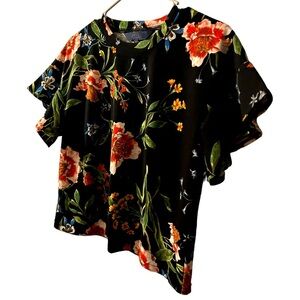 Rachel Roy Black floral crop top | Rachael Roy Floral Blouse